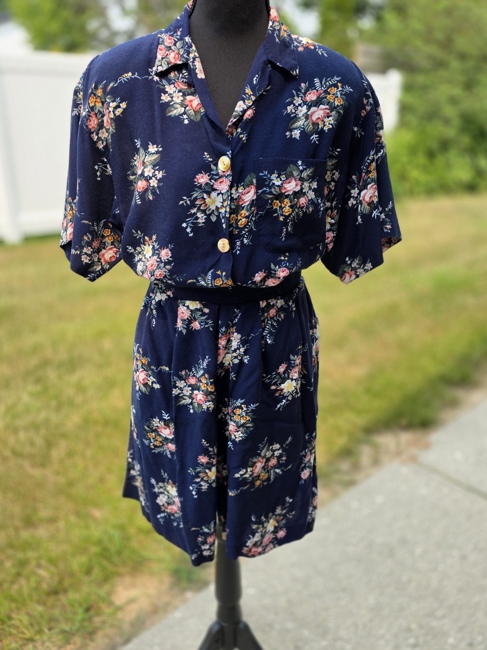 90s Bonnie & Norma Floral Rayon Shorts Set Made in USA Size 6